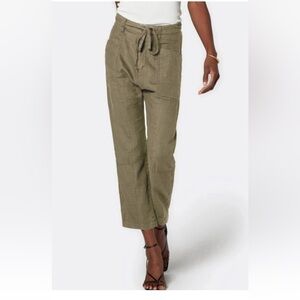 Joie Abbott Linen Green Pants Size M